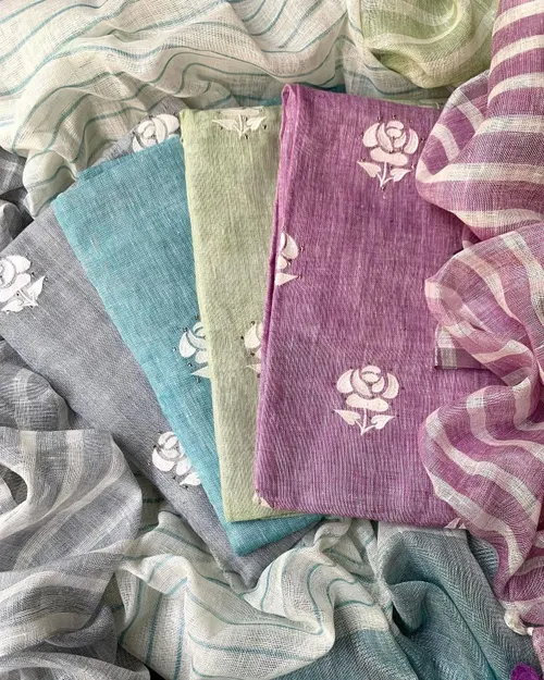 Pure Linen by Linen Embroidered Kurta with Intricate Motif Work